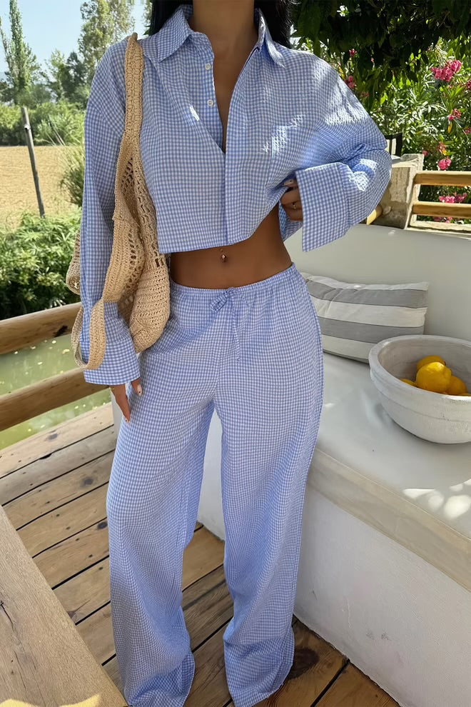 Chic Gingham Loungewear Set