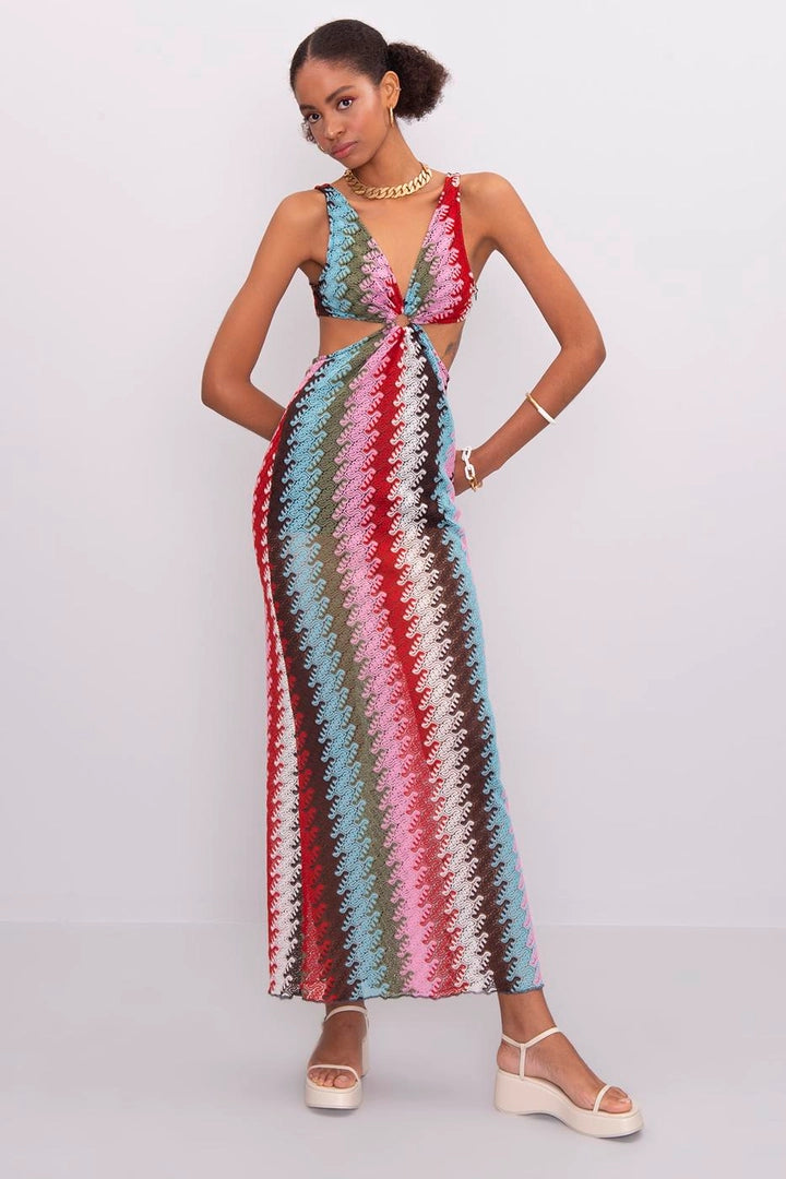 Vibrant Cut-Out Maxi Dress