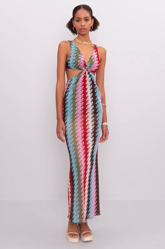 Vibrant Cut-Out Maxi Dress