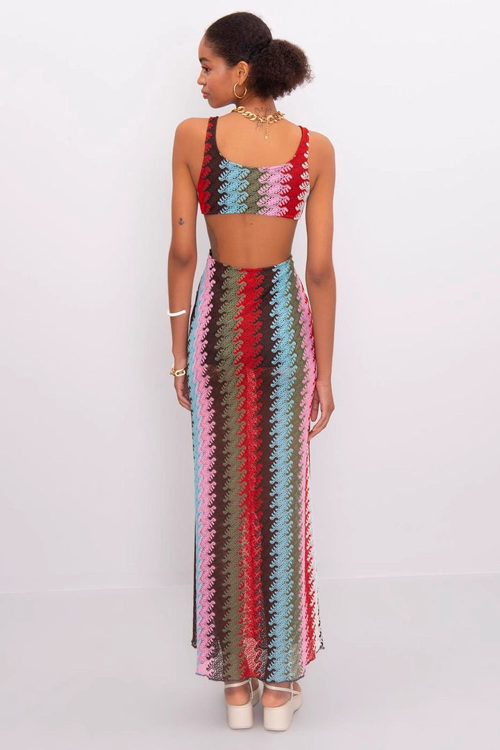 Vibrant Cut-Out Maxi Dress