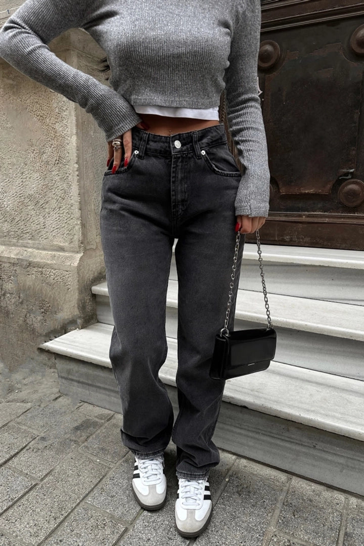 Charcoal High-Rise Jeans