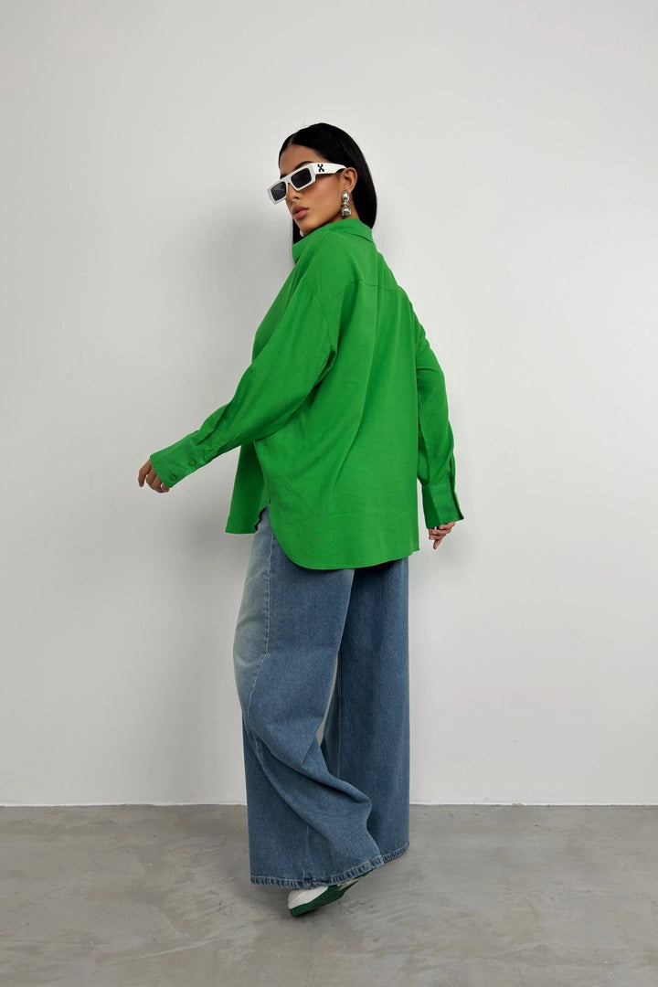 Mossy Oversized Linen Shirt