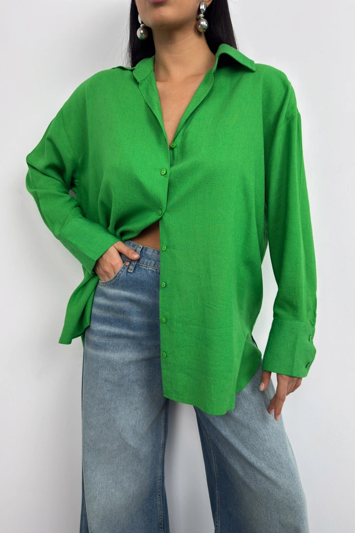 Mossy Oversized Linen Shirt